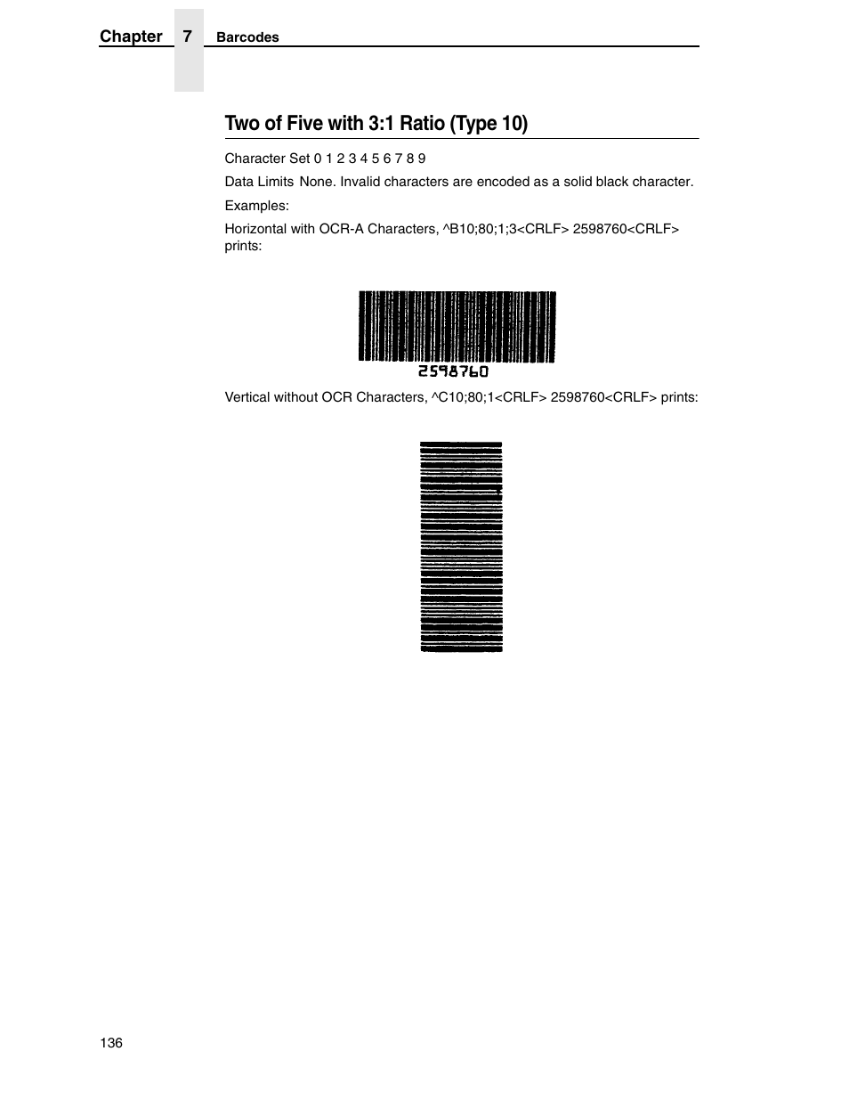 Two of five with 3:1 ratio (type 10) | Tally Genicom 6600 User Manual | Page 136 / 330