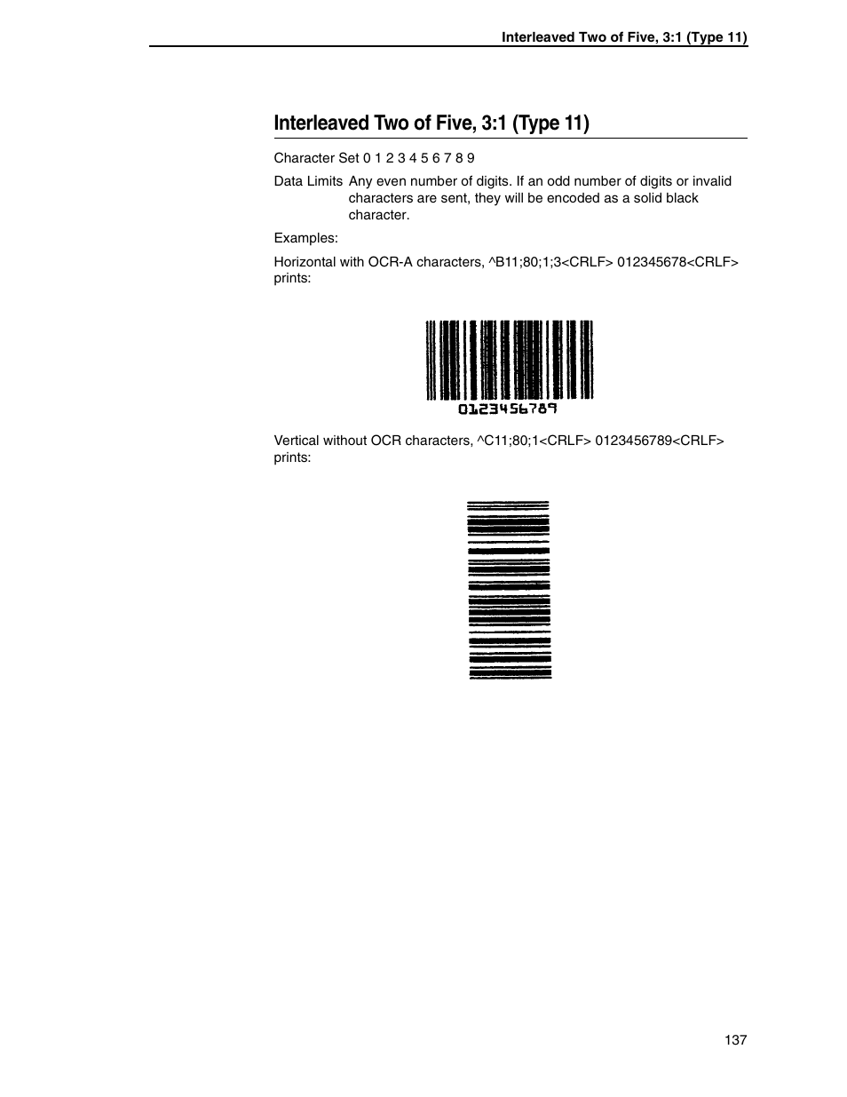 Interleaved two of five, 3:1 (type 11) | Tally Genicom 6600 User Manual | Page 137 / 330