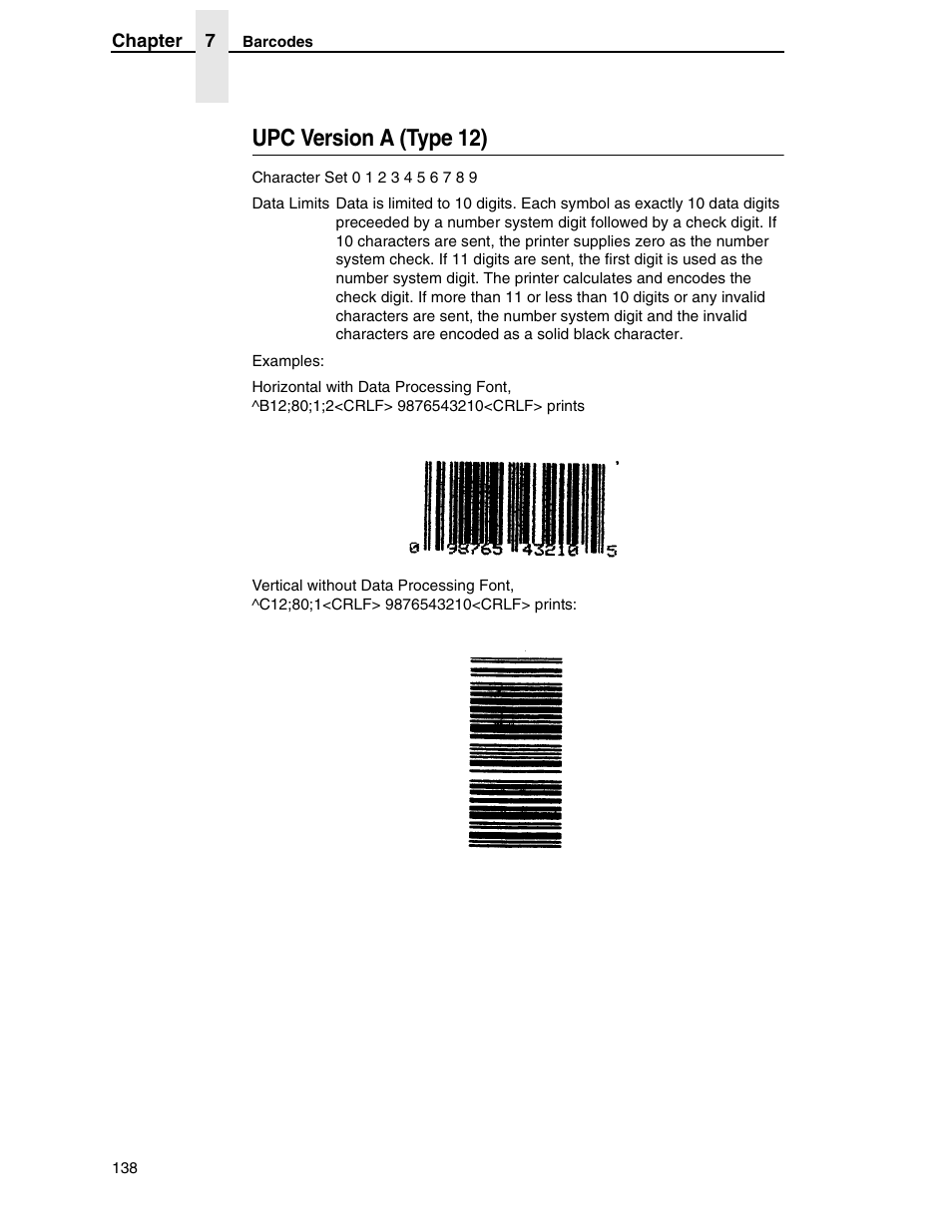 Upc version a (type 12) | Tally Genicom 6600 User Manual | Page 138 / 330