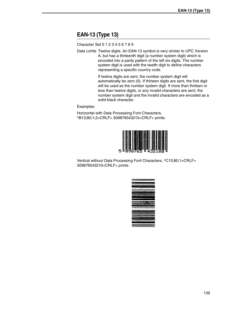 Ean-13 (type 13) | Tally Genicom 6600 User Manual | Page 139 / 330