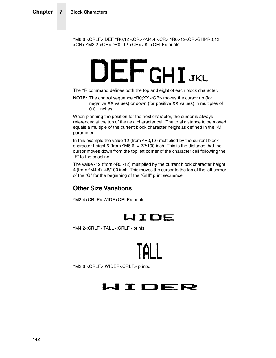 Other size variations | Tally Genicom 6600 User Manual | Page 142 / 330