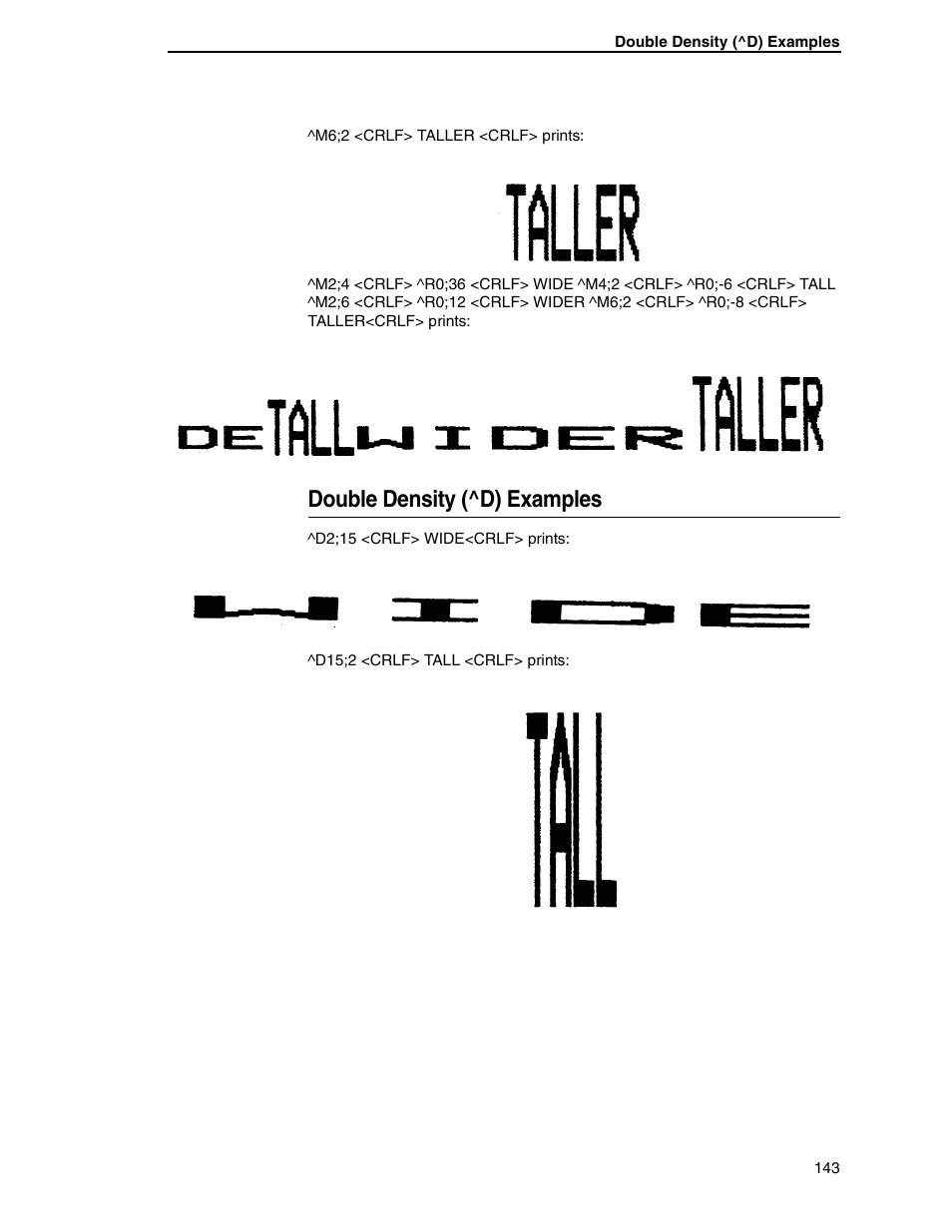 Double density (^d) examples | Tally Genicom 6600 User Manual | Page 143 / 330