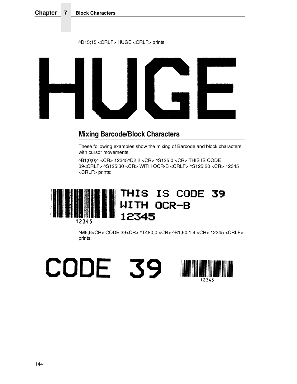 Mixing barcode/block characters | Tally Genicom 6600 User Manual | Page 144 / 330