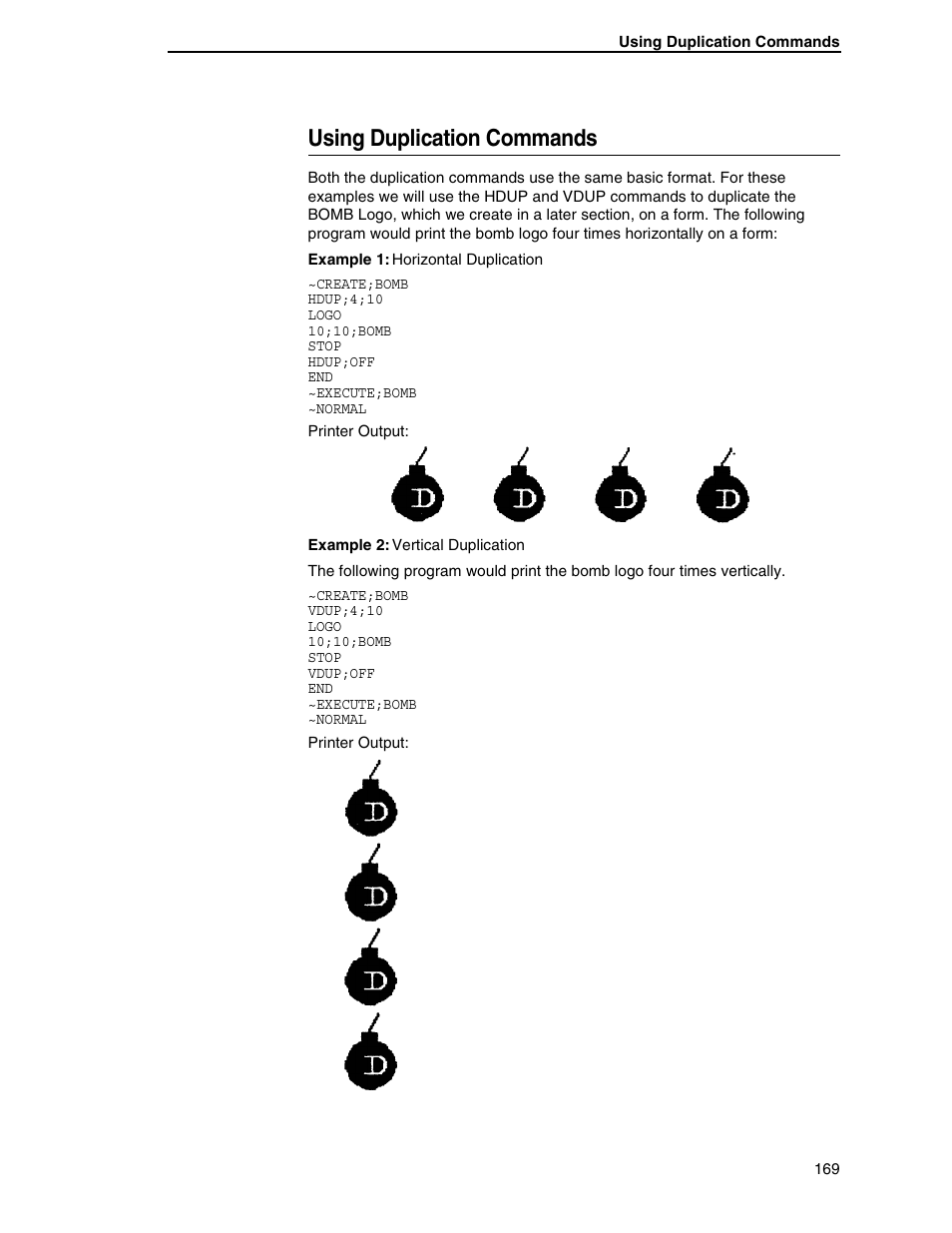 Using duplication commands | Tally Genicom 6600 User Manual | Page 169 / 330