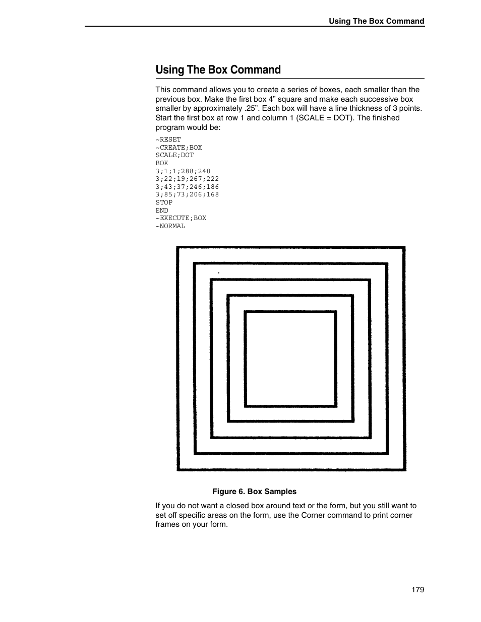 Using the box command | Tally Genicom 6600 User Manual | Page 179 / 330