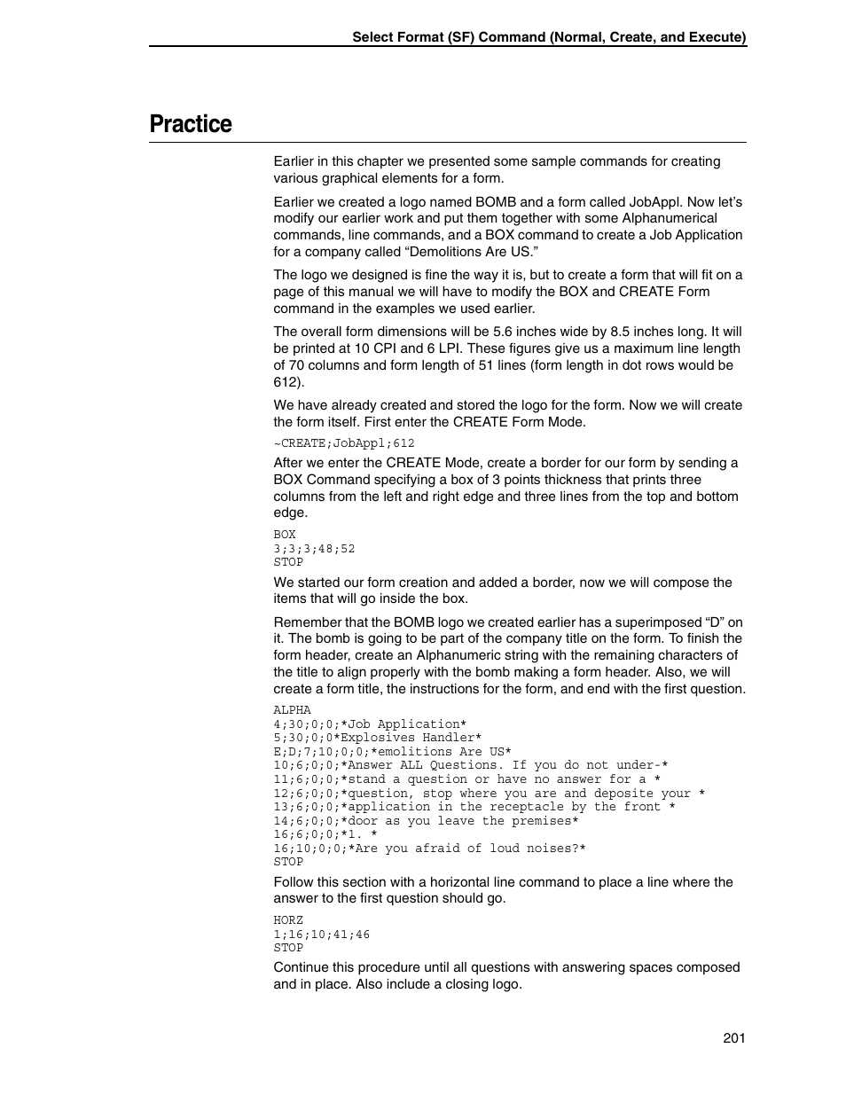 Practice | Tally Genicom 6600 User Manual | Page 201 / 330