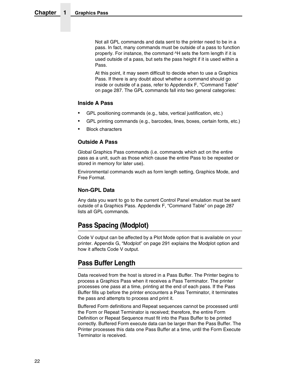 Pass spacing (modplot), Pass buffer length | Tally Genicom 6600 User Manual | Page 22 / 330