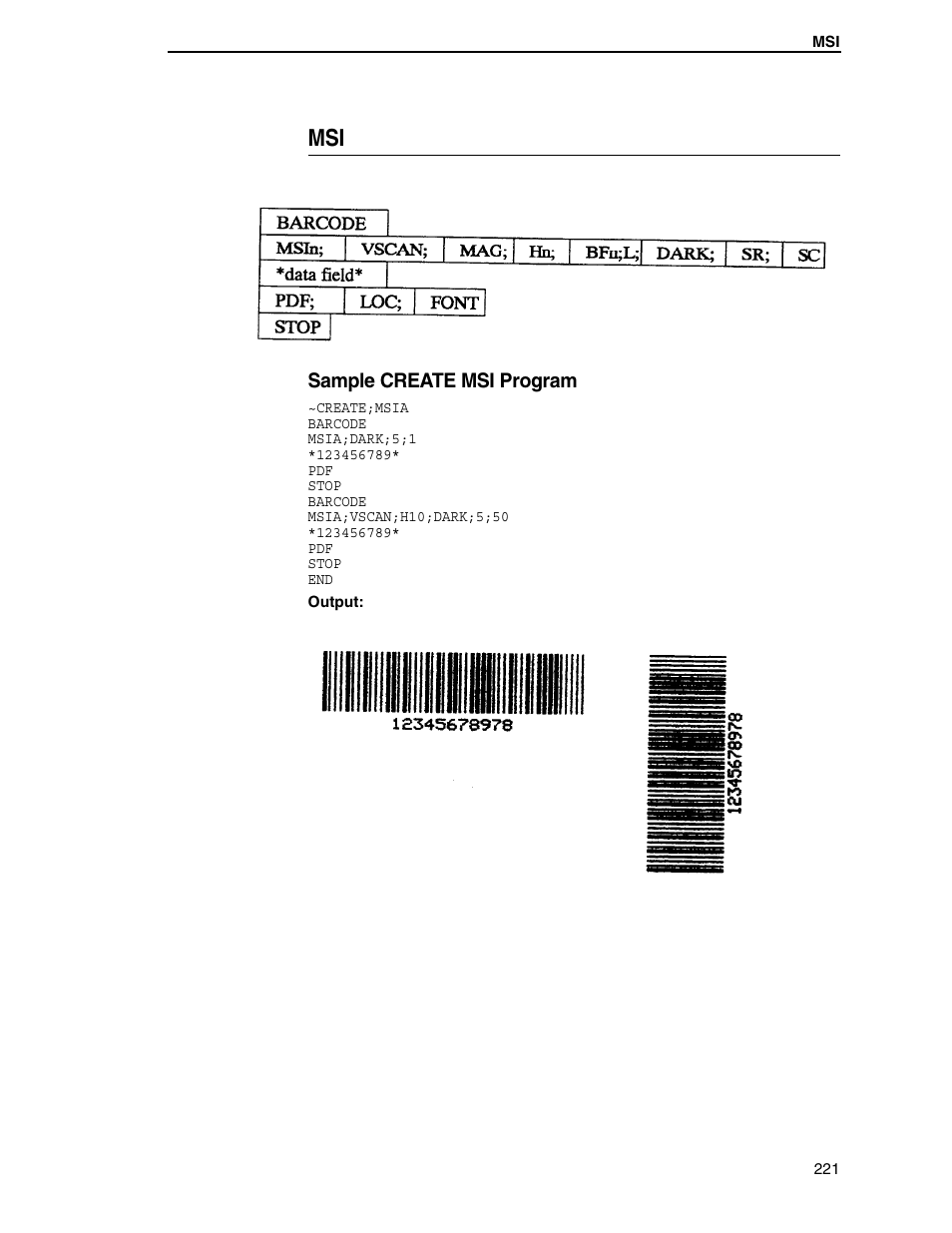 Sample create msi program | Tally Genicom 6600 User Manual | Page 221 / 330