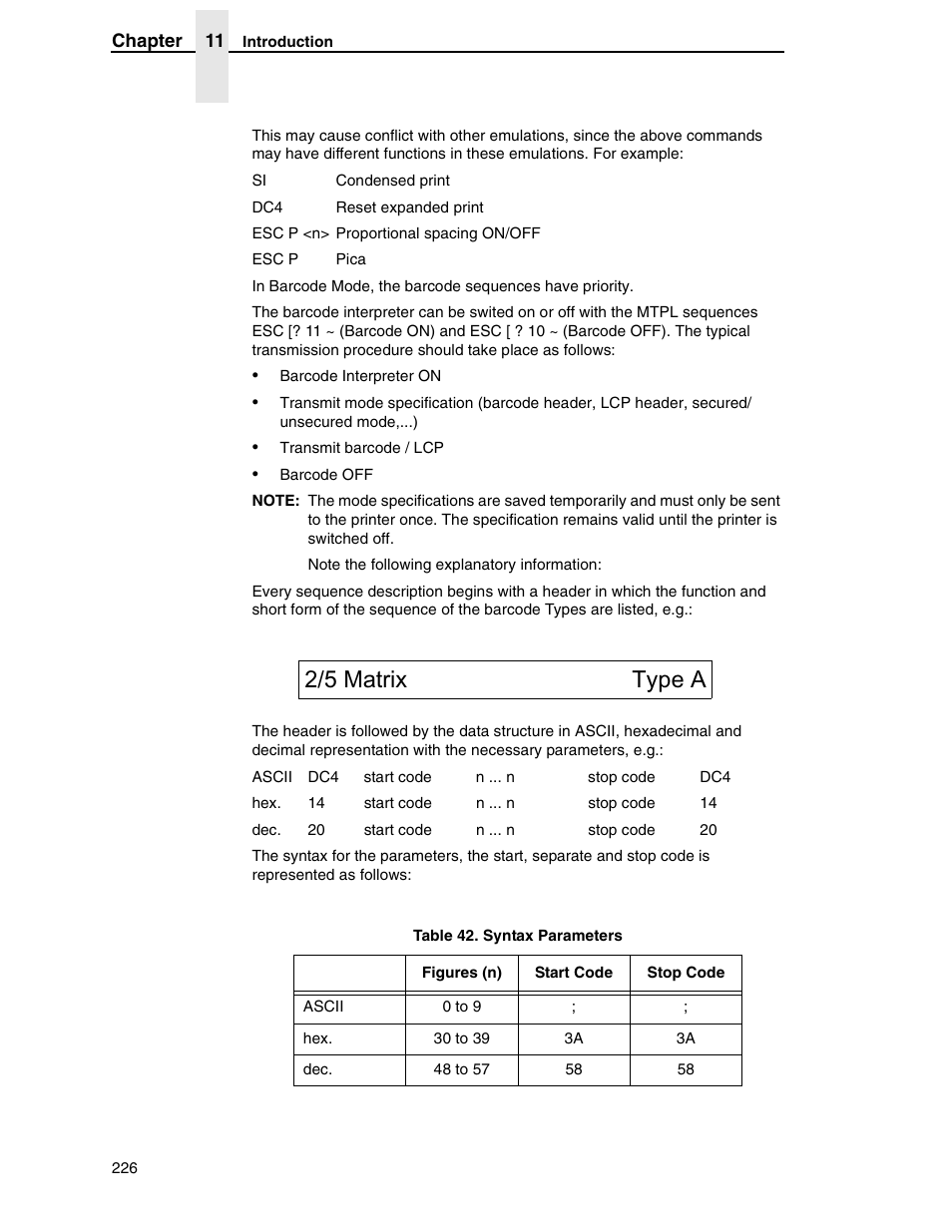 2/5 matrix type a | Tally Genicom 6600 User Manual | Page 226 / 330