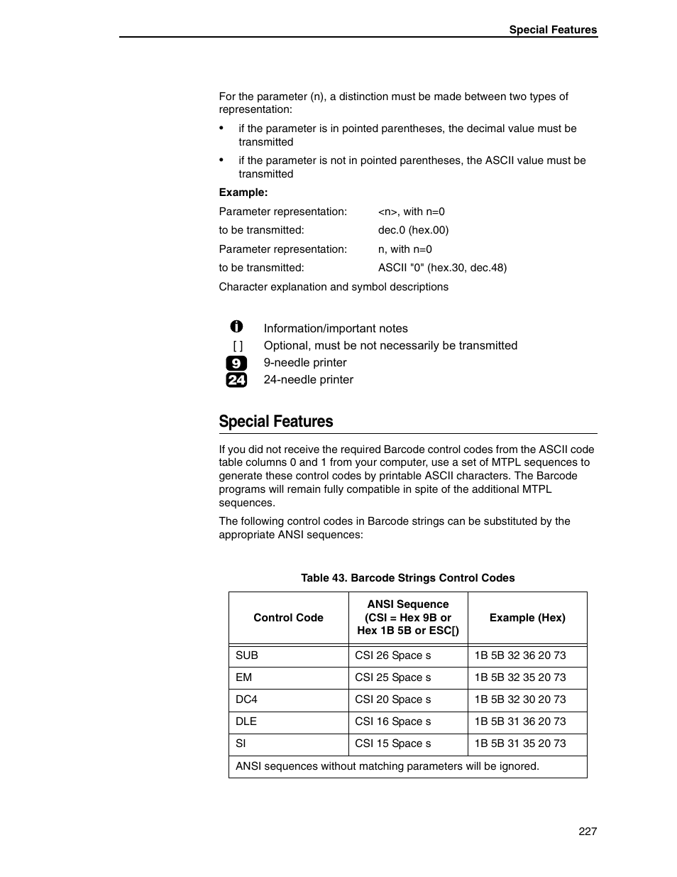 Special features | Tally Genicom 6600 User Manual | Page 227 / 330