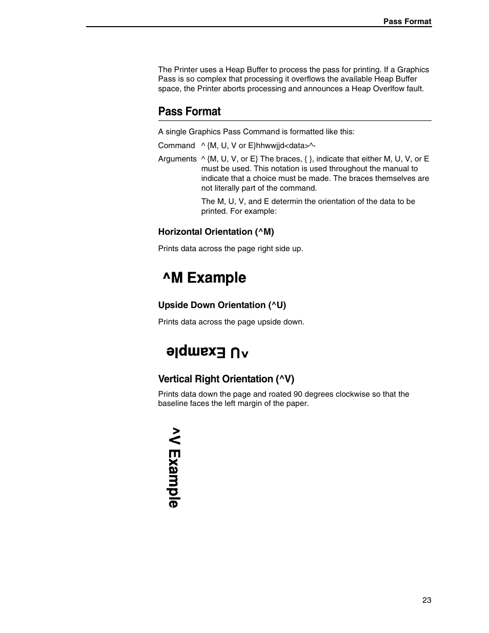 Pass format, Vertical right orientation (^v) | Tally Genicom 6600 User Manual | Page 23 / 330