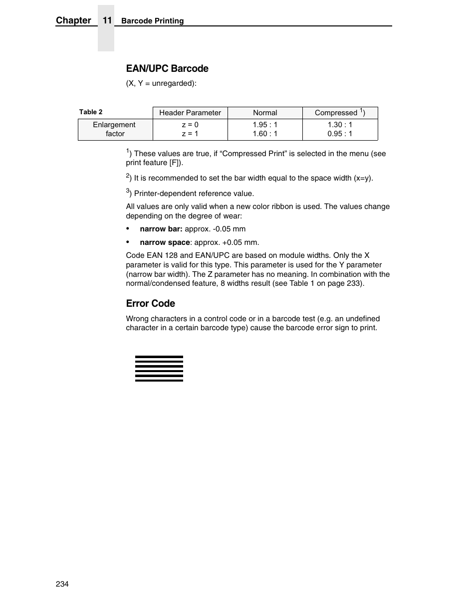 Ean/upc barcode, Error code | Tally Genicom 6600 User Manual | Page 234 / 330