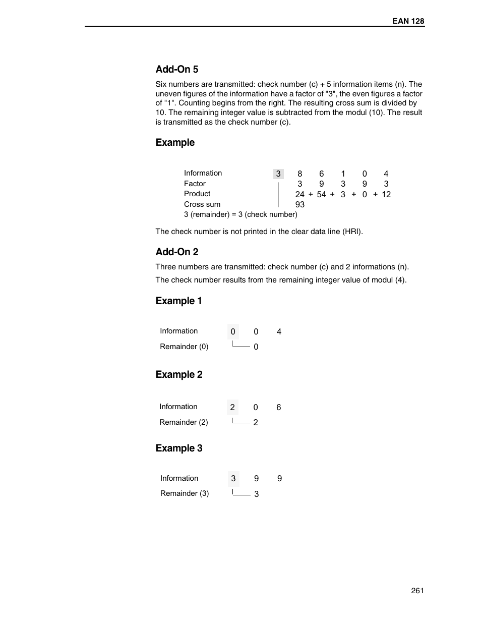 Add-on 5, Example, Add-on 2 | Example 1 example 2 example 3 | Tally Genicom 6600 User Manual | Page 261 / 330