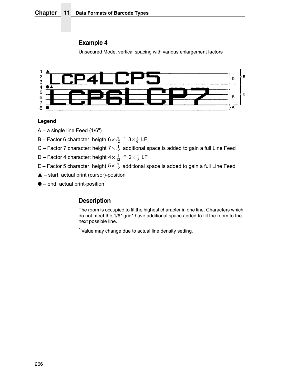 Example 4, Description, Chapter 11 | Tally Genicom 6600 User Manual | Page 266 / 330