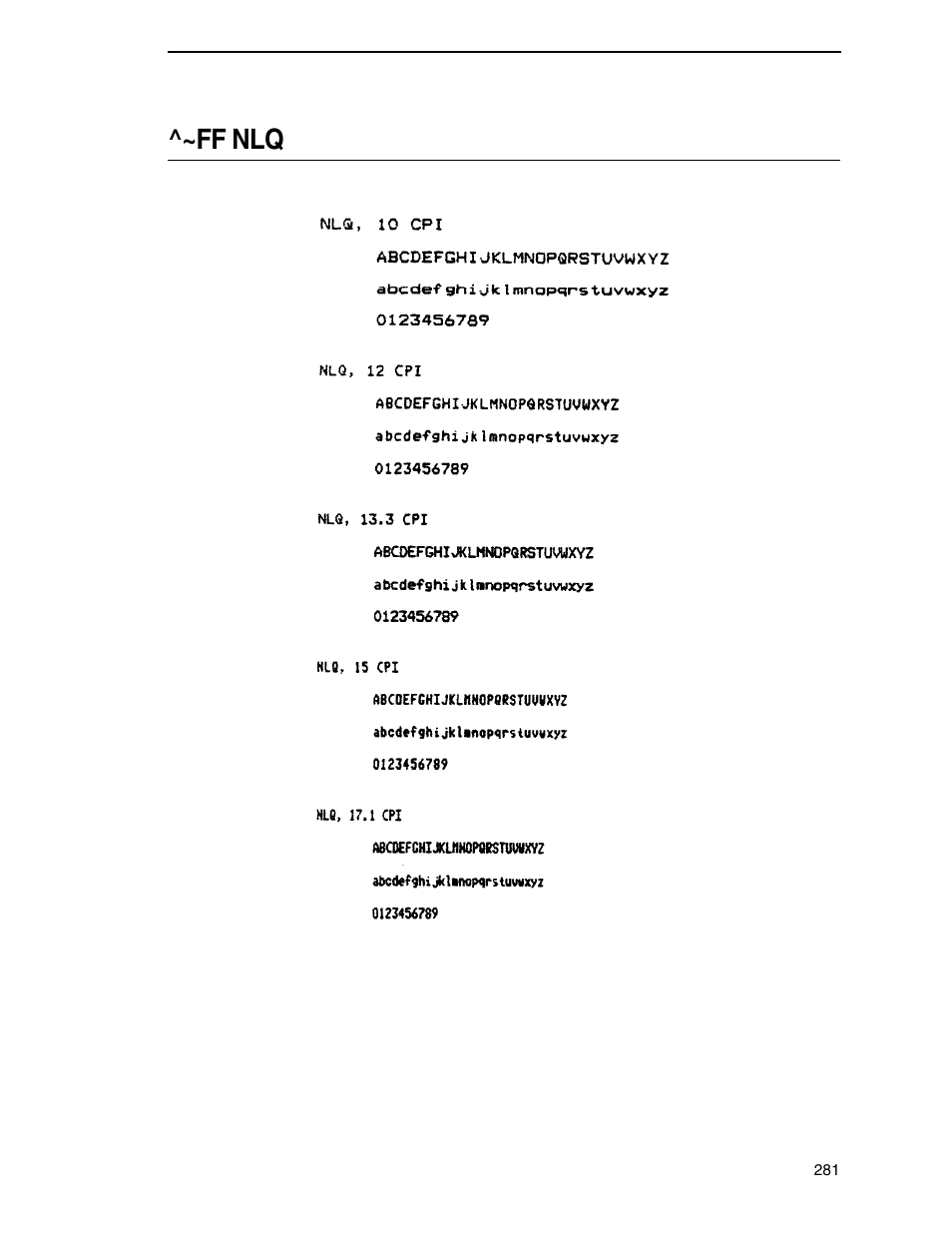 Ff nlq | Tally Genicom 6600 User Manual | Page 281 / 330