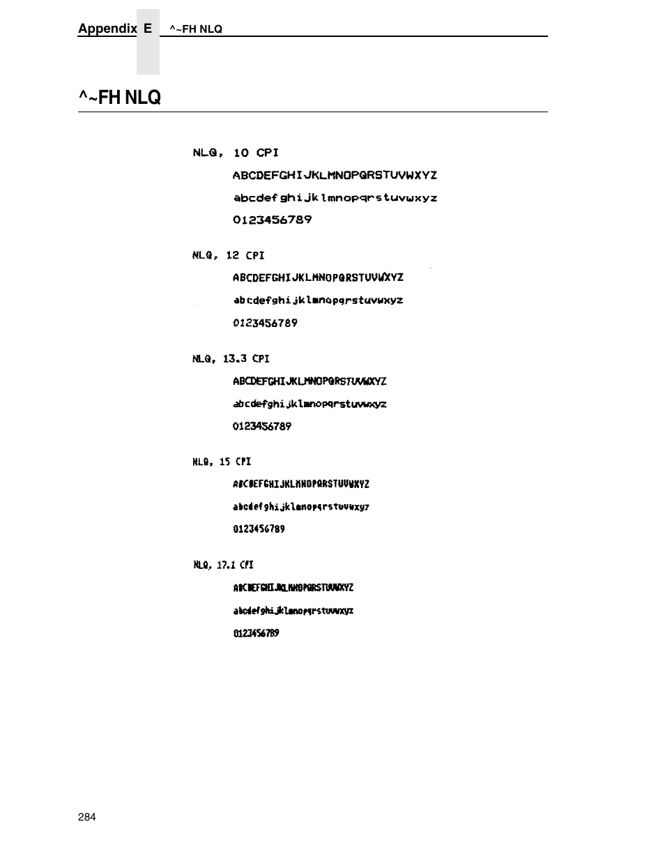 Fh nlq | Tally Genicom 6600 User Manual | Page 284 / 330