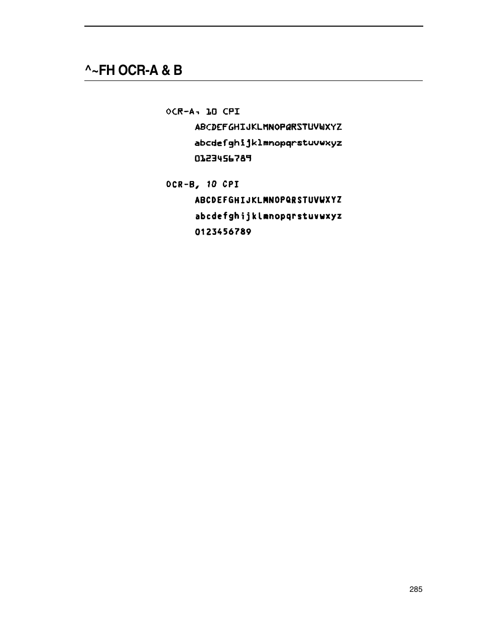 Fh ocr-a & b | Tally Genicom 6600 User Manual | Page 285 / 330