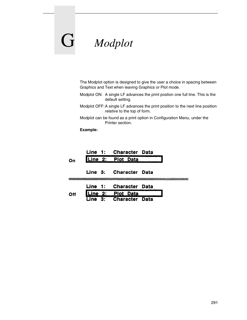 G modplot, Modplot | Tally Genicom 6600 User Manual | Page 291 / 330