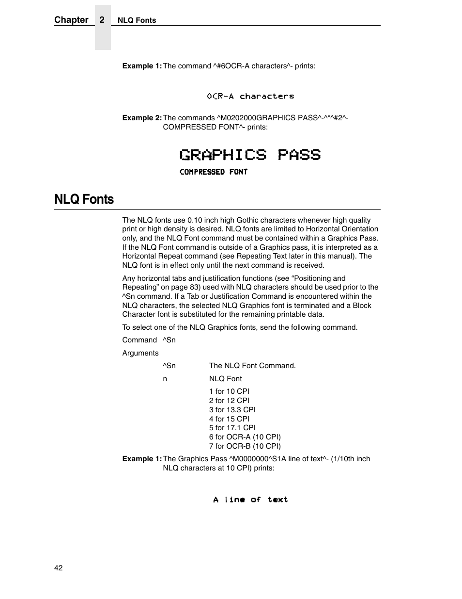 Nlq fonts | Tally Genicom 6600 User Manual | Page 42 / 330