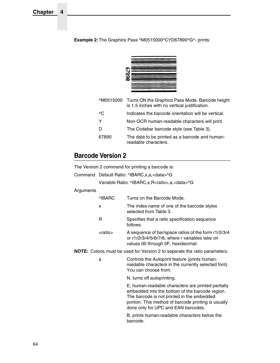 Barcode version 2 | Tally Genicom 6600 User Manual | Page 64 / 330