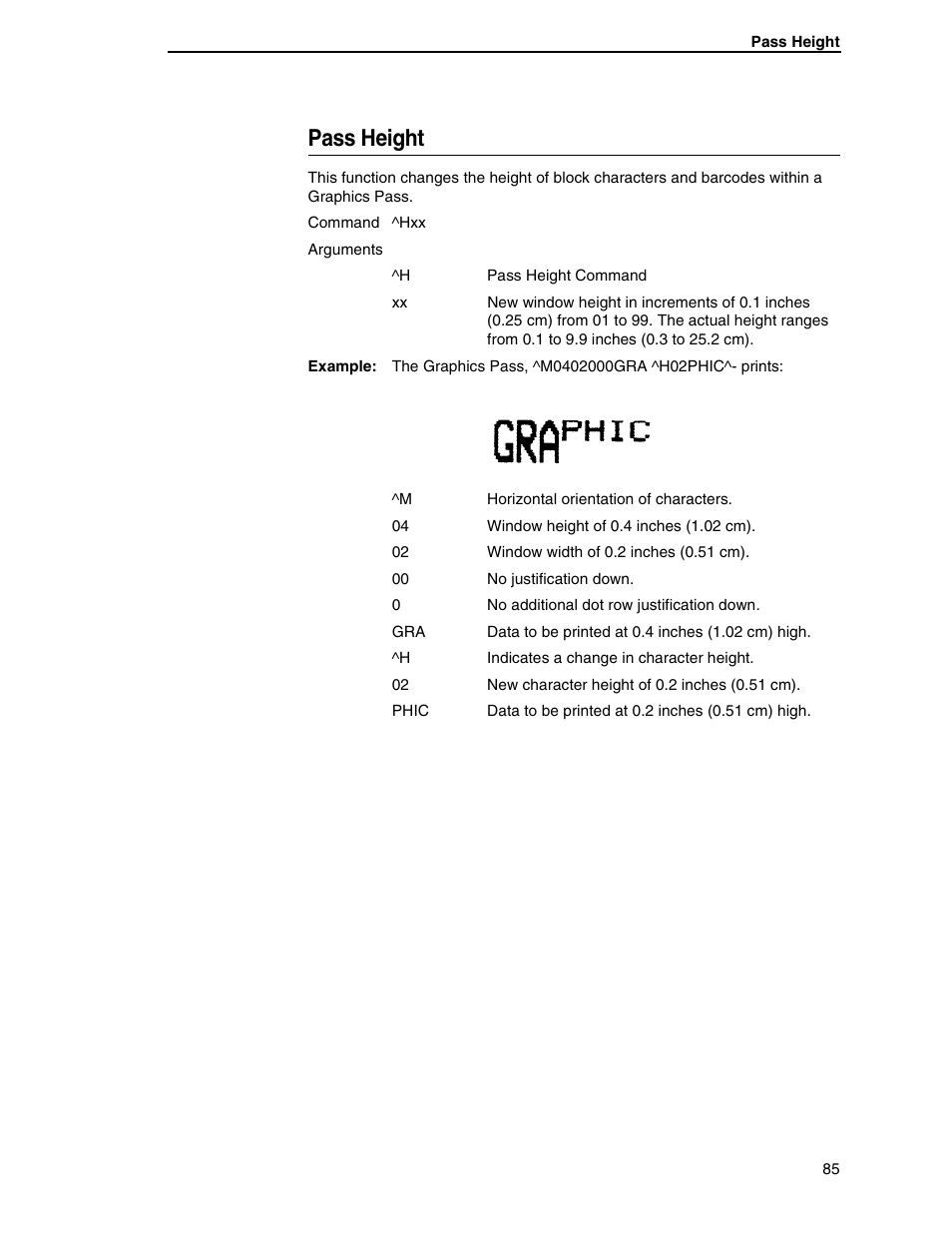 Pass height | Tally Genicom 6600 User Manual | Page 85 / 330