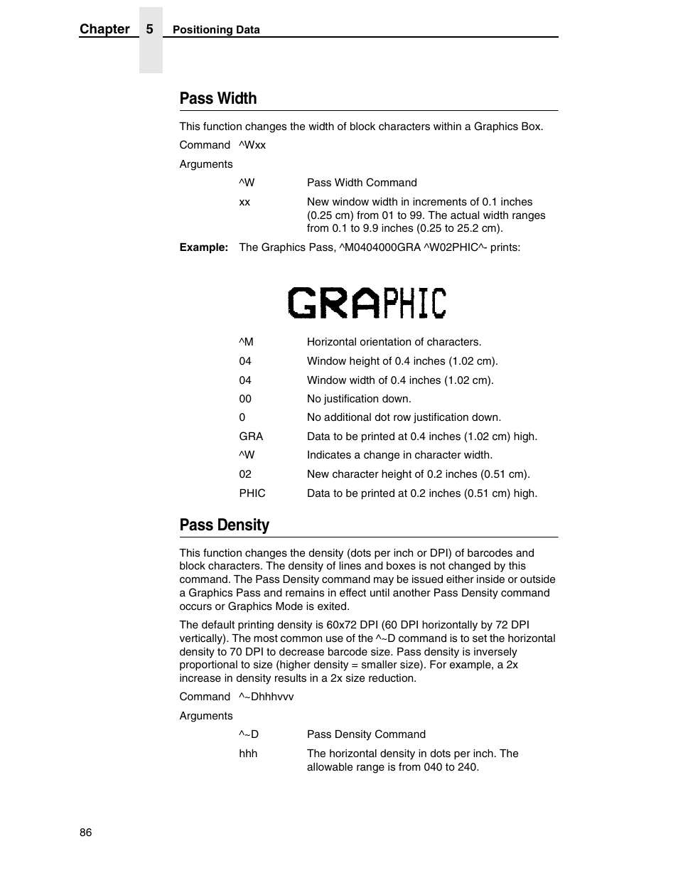 Pass width, Pass density | Tally Genicom 6600 User Manual | Page 86 / 330