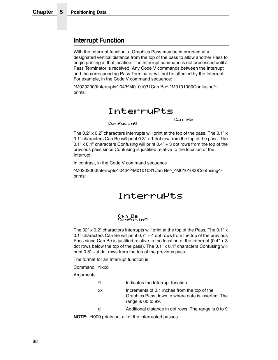 Interrupt function | Tally Genicom 6600 User Manual | Page 88 / 330