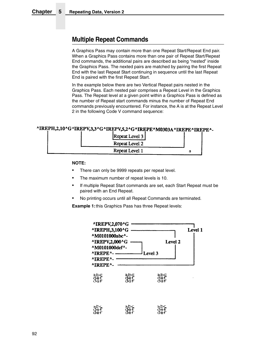 Multiple repeat commands | Tally Genicom 6600 User Manual | Page 92 / 330