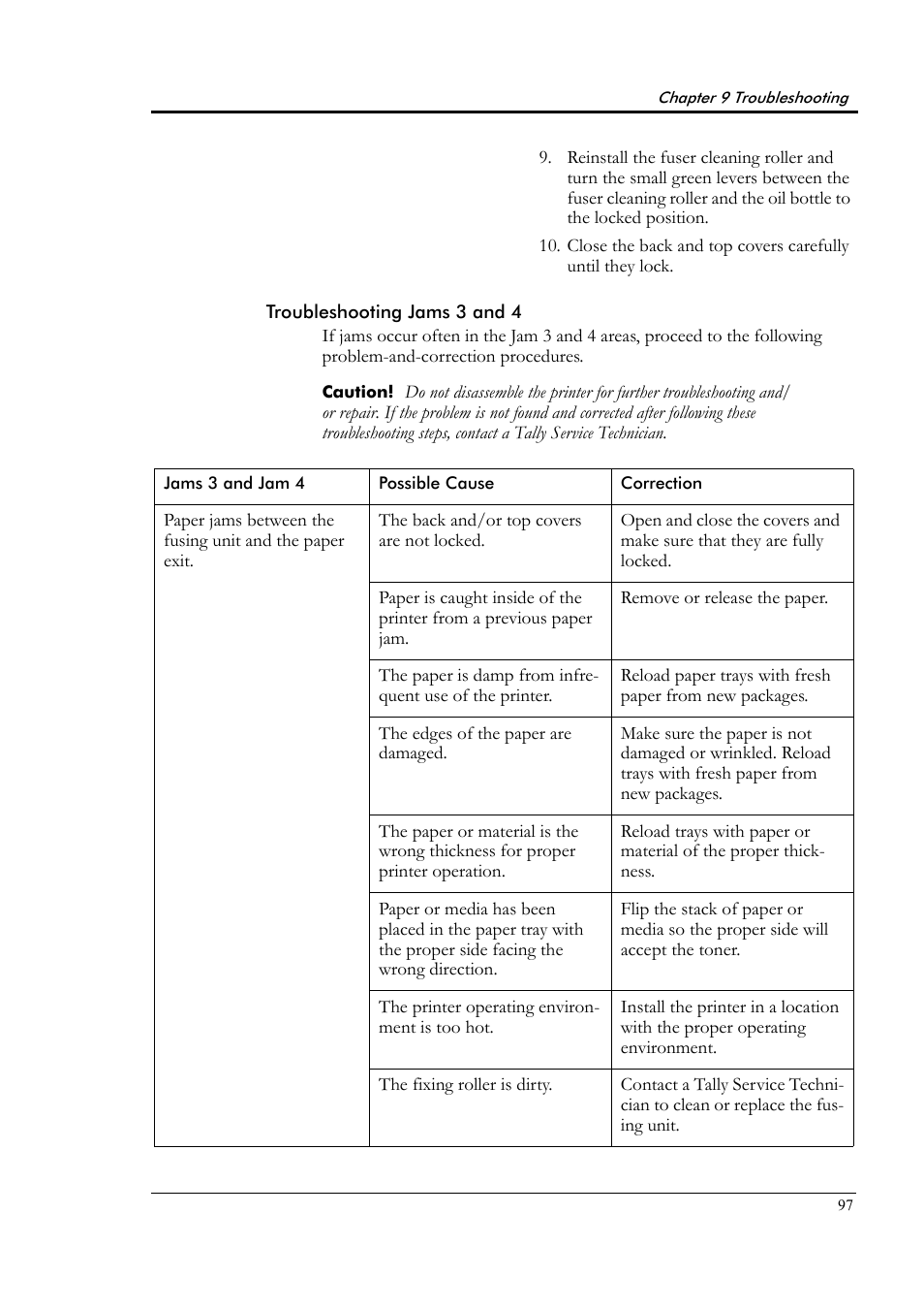 Troubleshooting jams 3 and 4 | Tally Genicom Tally Colour Laser T8006e User Manual | Page 105 / 200