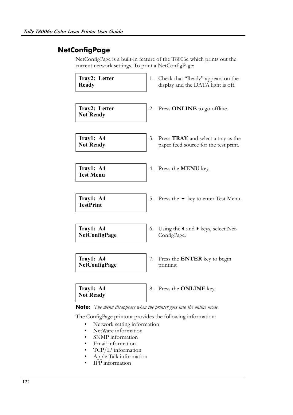 Tally Genicom Tally Colour Laser T8006e User Manual | Page 130 / 200