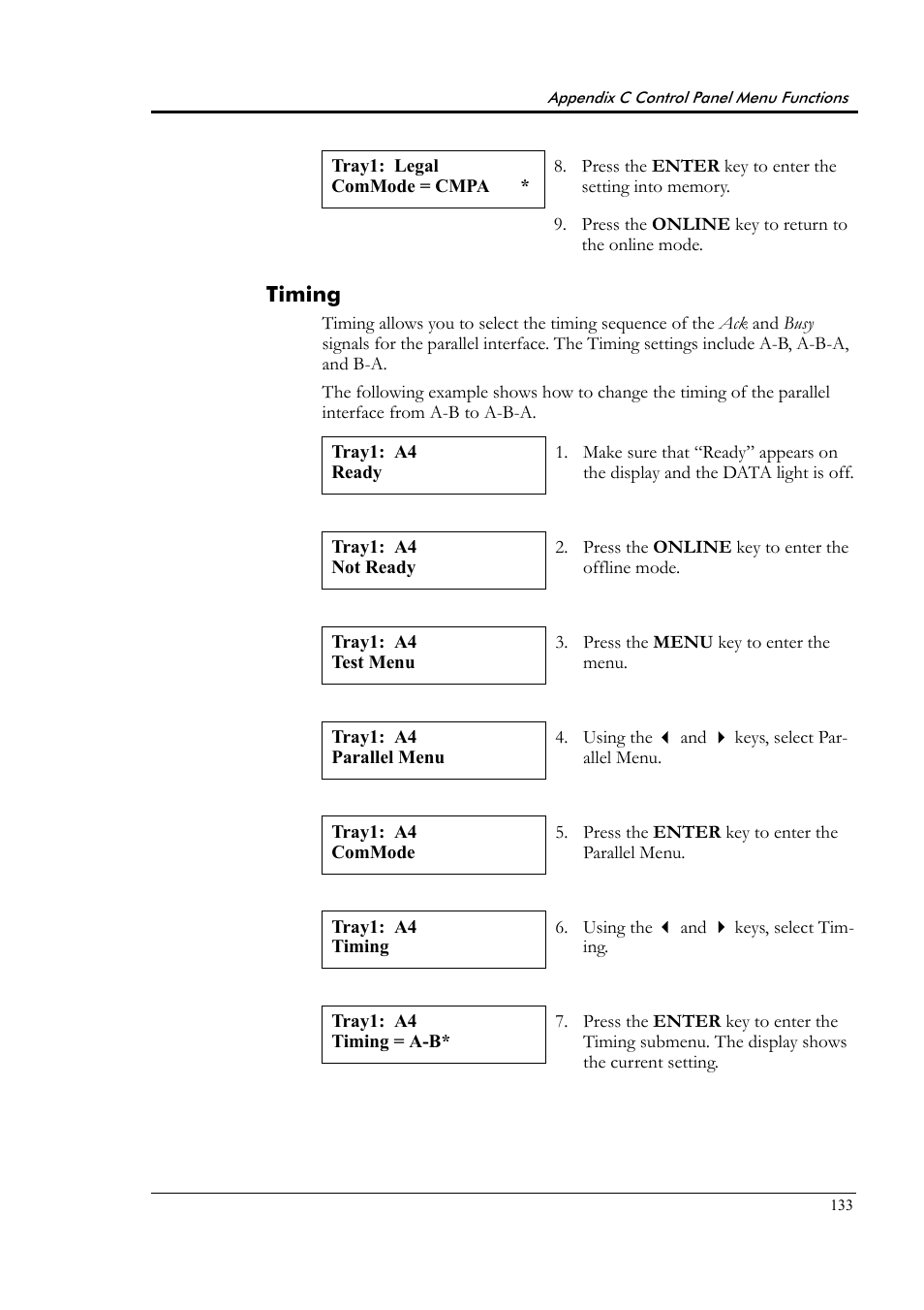 Timing | Tally Genicom Tally Colour Laser T8006e User Manual | Page 141 / 200