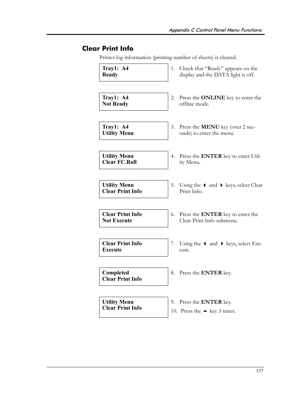 Clear print info | Tally Genicom Tally Colour Laser T8006e User Manual | Page 145 / 200