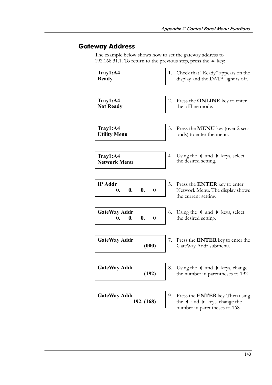 Gateway address | Tally Genicom Tally Colour Laser T8006e User Manual | Page 151 / 200