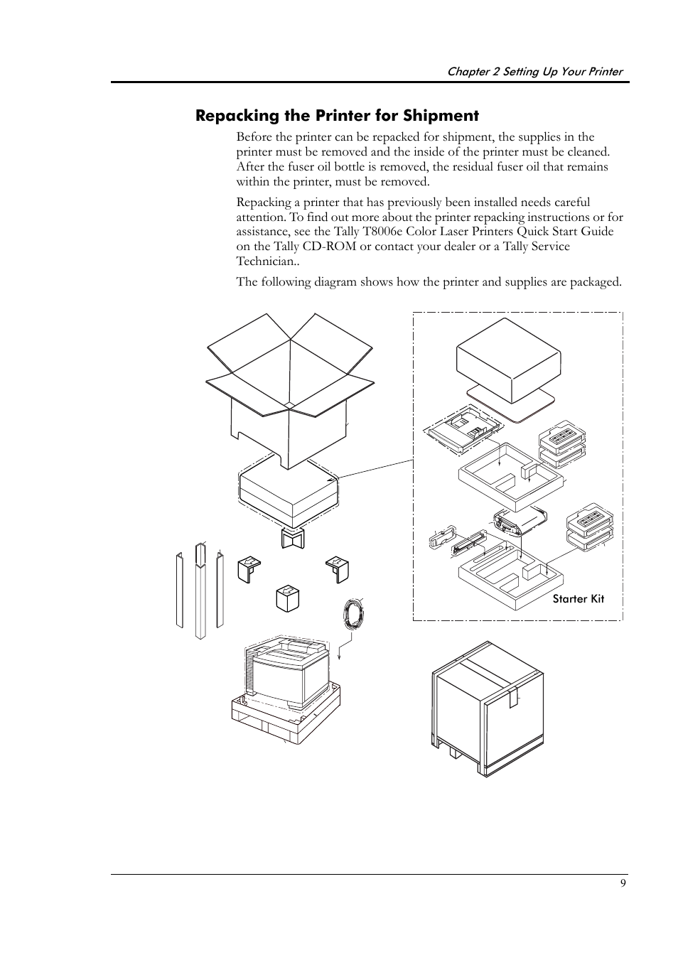 Repacking the printer for shipment | Tally Genicom Tally Colour Laser T8006e User Manual | Page 17 / 200