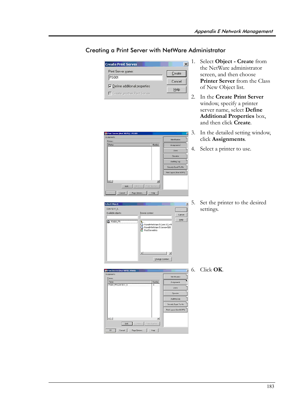 Creating a print server with netware administrator | Tally Genicom Tally Colour Laser T8006e User Manual | Page 191 / 200