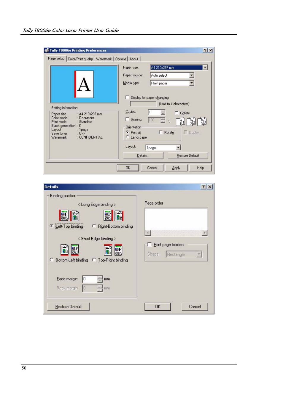 Tally Genicom Tally Colour Laser T8006e User Manual | Page 58 / 200