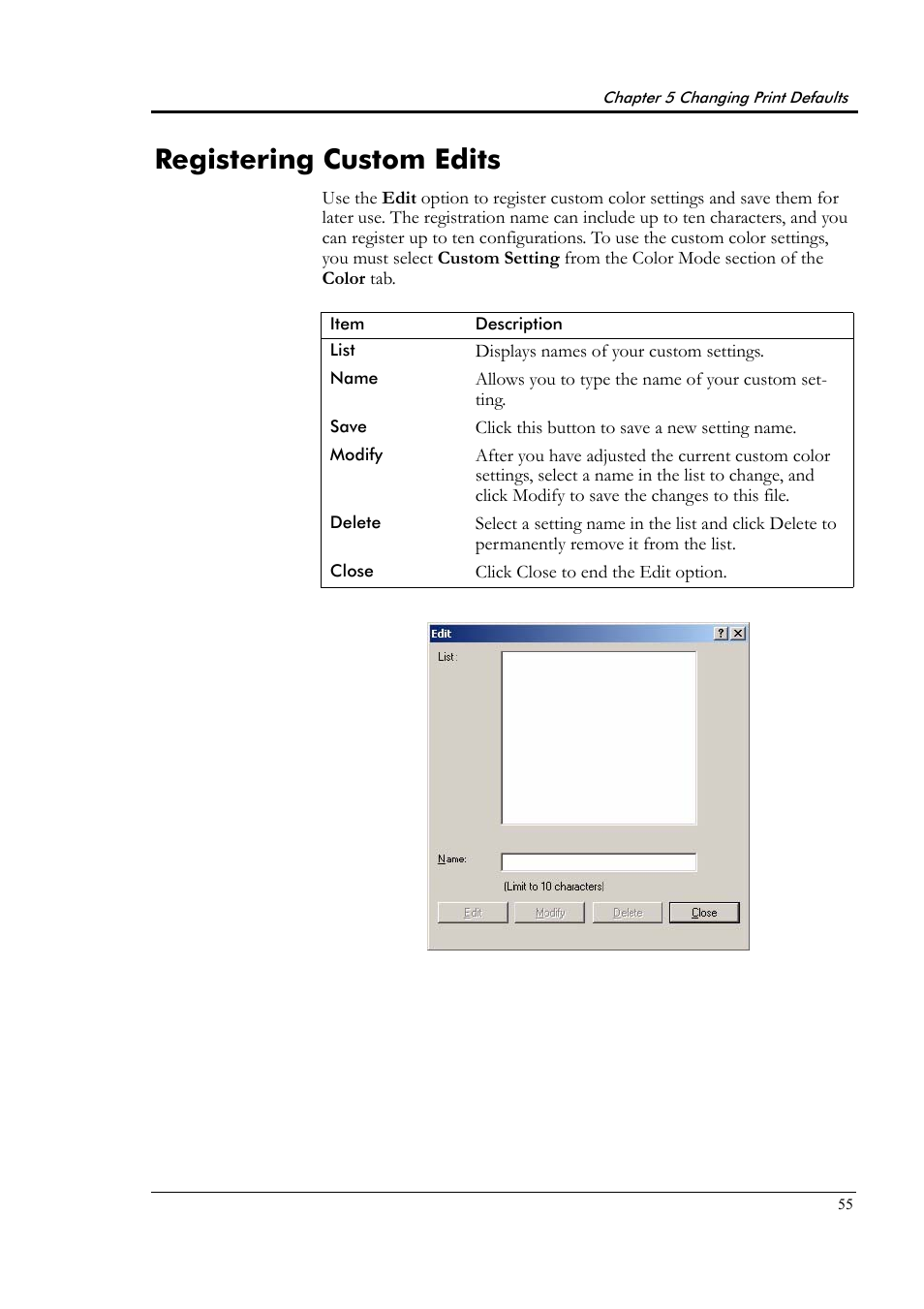 Registering custom edits | Tally Genicom Tally Colour Laser T8006e User Manual | Page 63 / 200