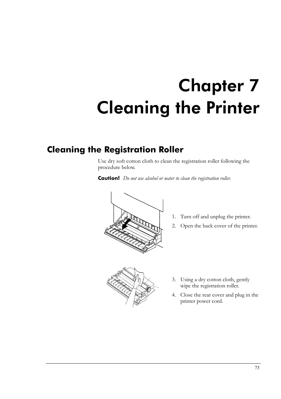 Chapter 7 cleaning the printer, Cleaning the registration roller, Chapter 7 | Cleaning the printer | Tally Genicom Tally Colour Laser T8006e User Manual | Page 81 / 200