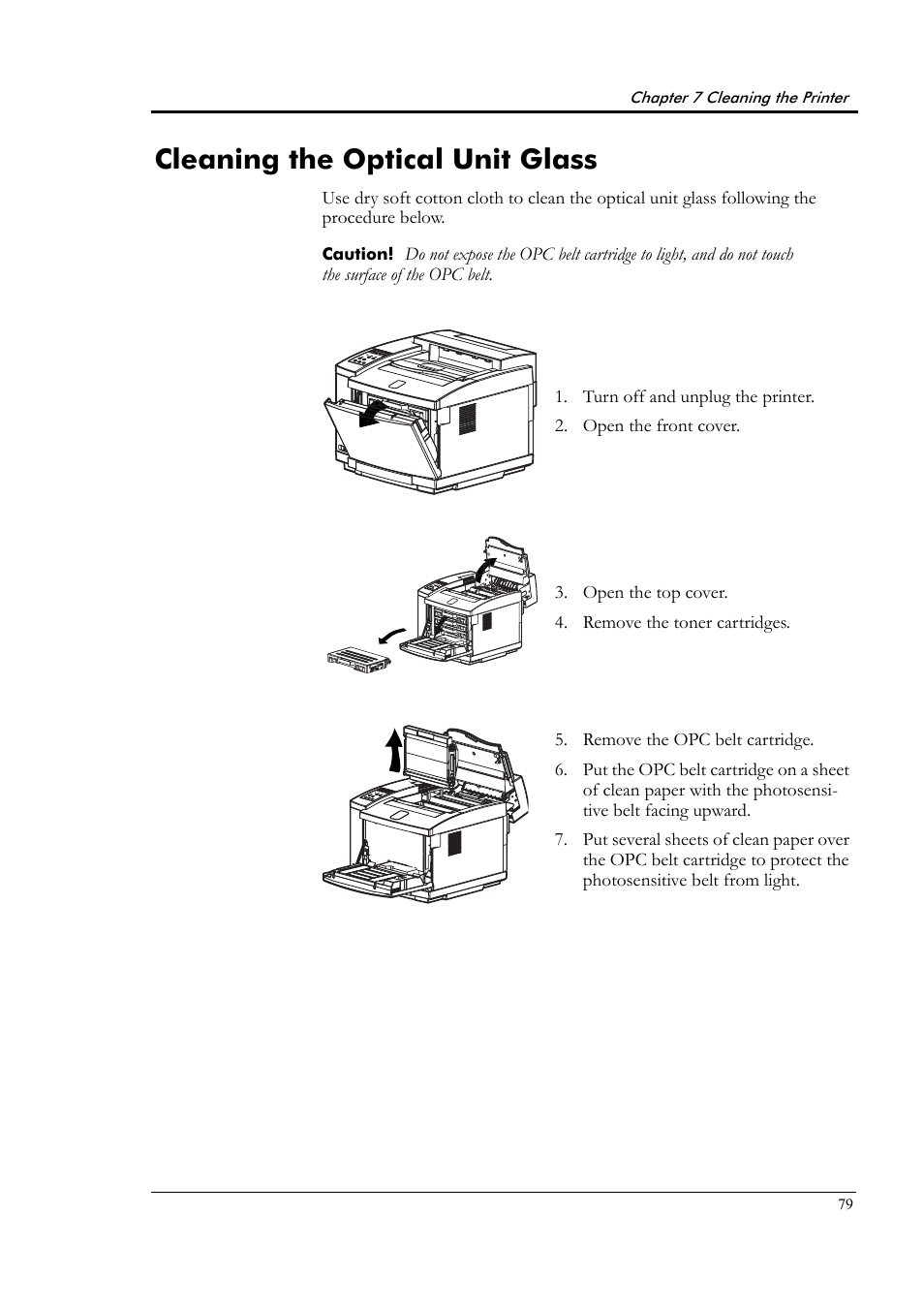 Cleaning the optical unit glass | Tally Genicom Tally Colour Laser T8006e User Manual | Page 87 / 200
