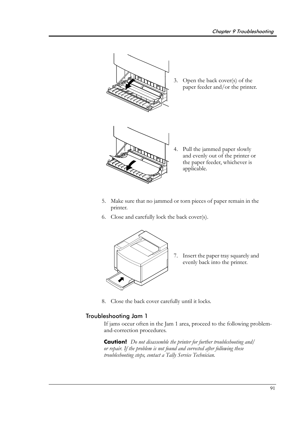 Troubleshooting jam 1 | Tally Genicom Tally Colour Laser T8006e User Manual | Page 99 / 200