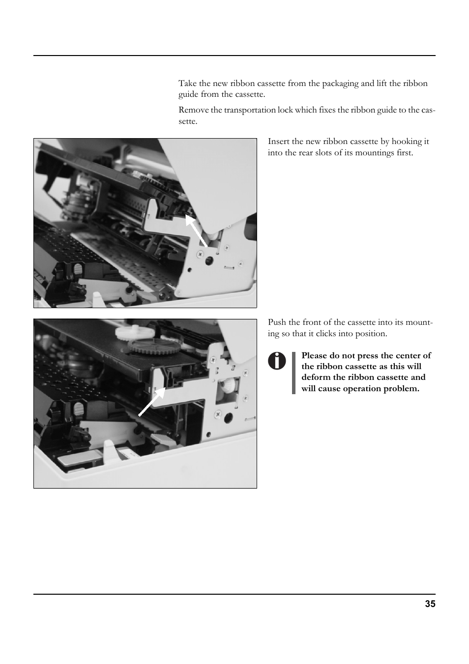 Inserting the ribbon cassette | Tally Genicom 5040 User Manual | Page 43 / 142