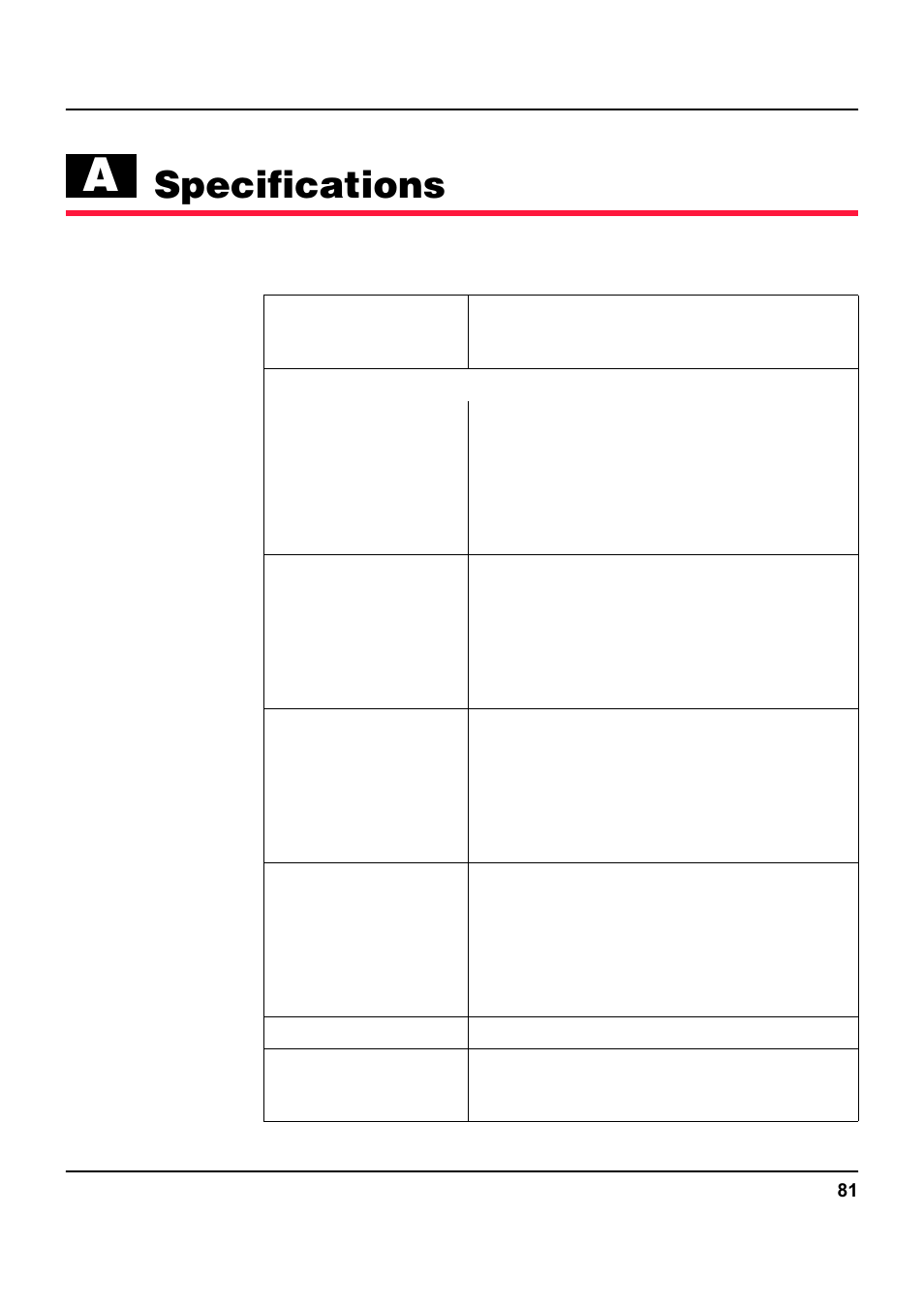 Specifications, Printer specifications, Ndix a | Tally Genicom 5040 User Manual | Page 89 / 142