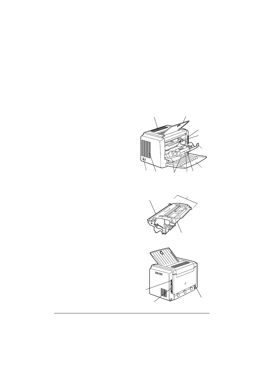 Getting acquainted with your printer, Printer parts, Front view | Rear view, Getting acquainted with your printer 2, Front view 2 rear view 2 | Tally Genicom 9316 User Manual | Page 8 / 80