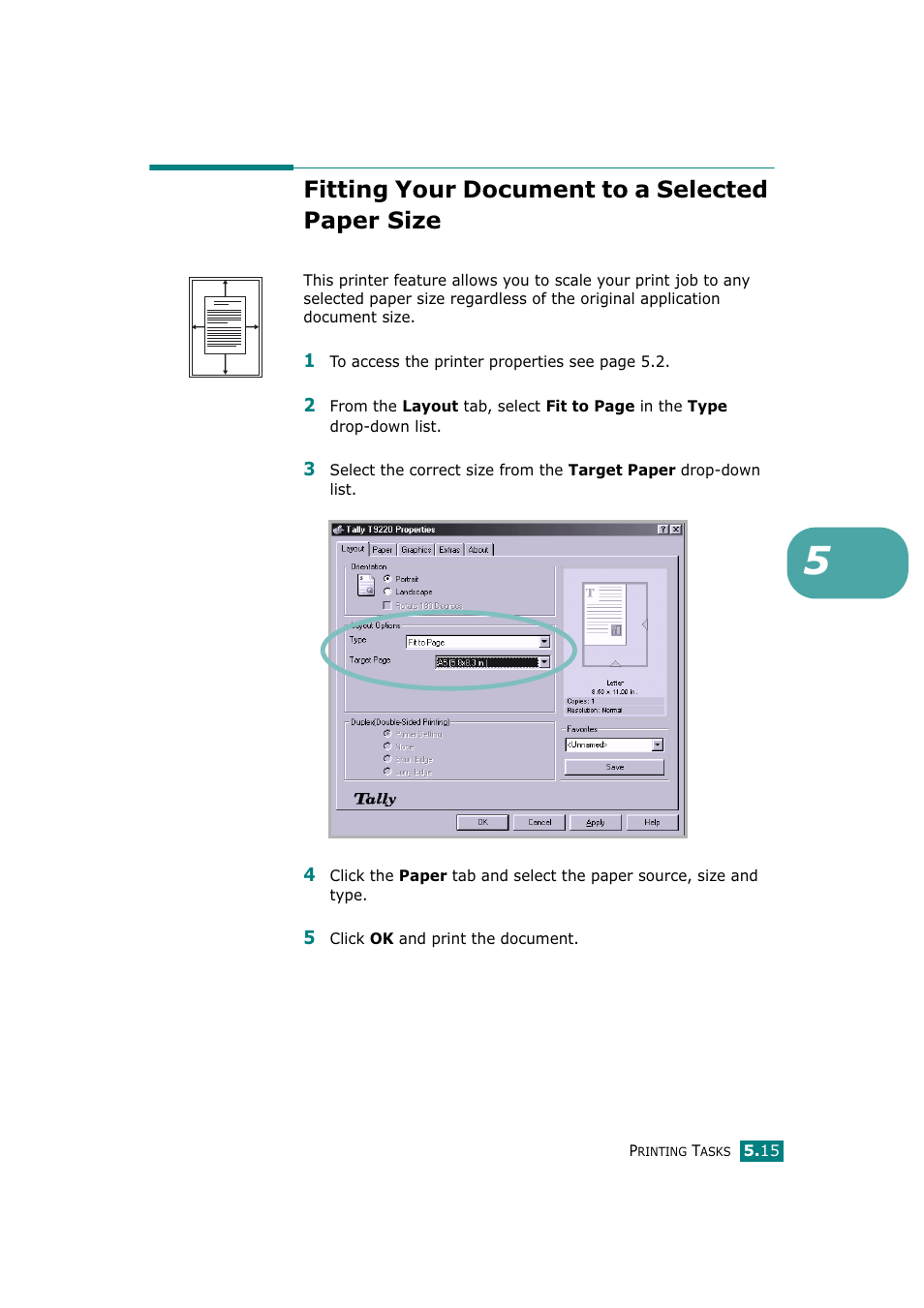 Fitting your document to a selected paper size | Tally Genicom Tally Mono Laser T9220 User Manual | Page 102 / 231
