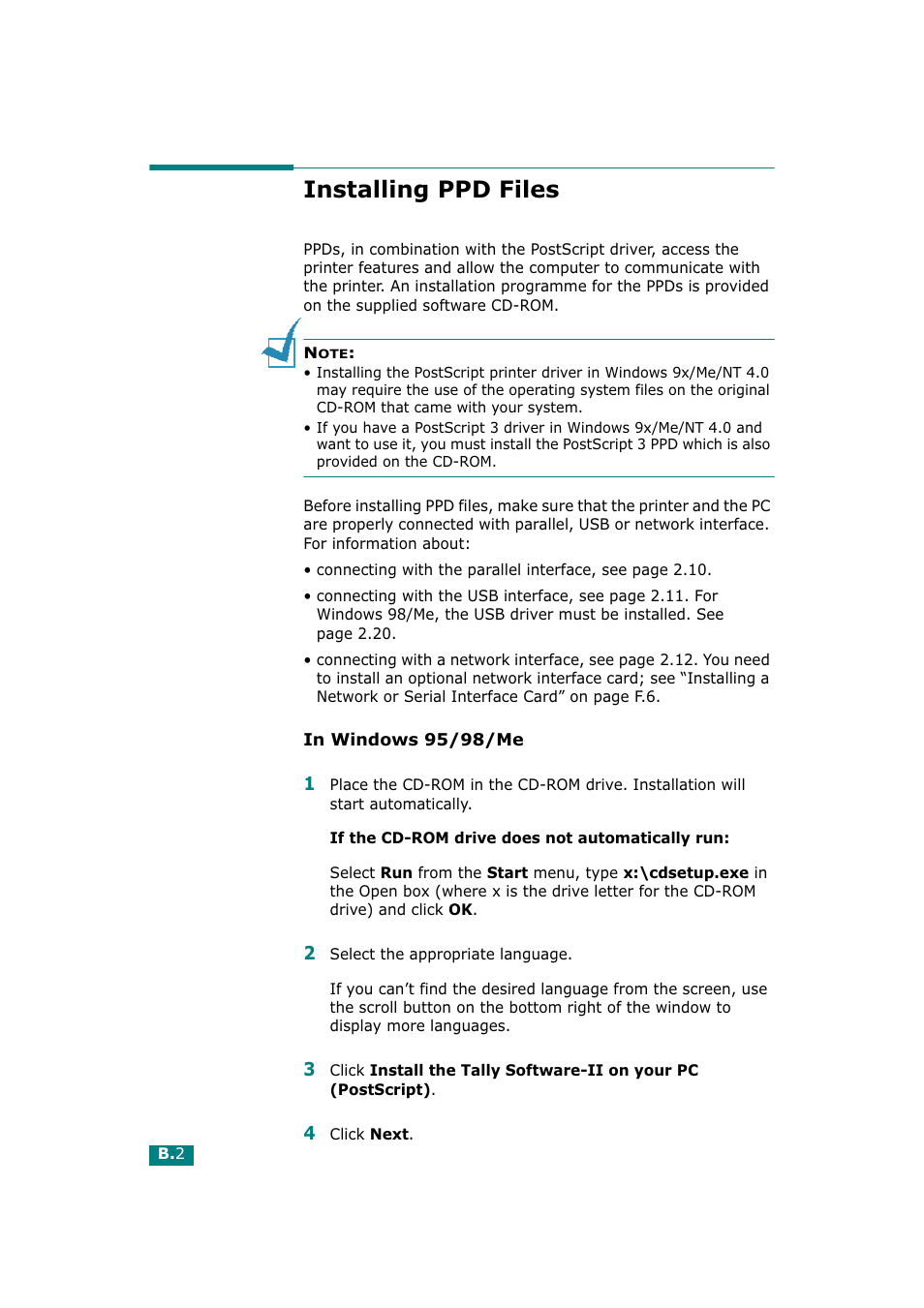 Installing ppd files | Tally Genicom Tally Mono Laser T9220 User Manual | Page 165 / 231