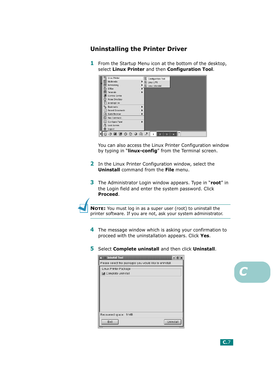 Uninstalling the printer driver | Tally Genicom Tally Mono Laser T9220 User Manual | Page 176 / 231