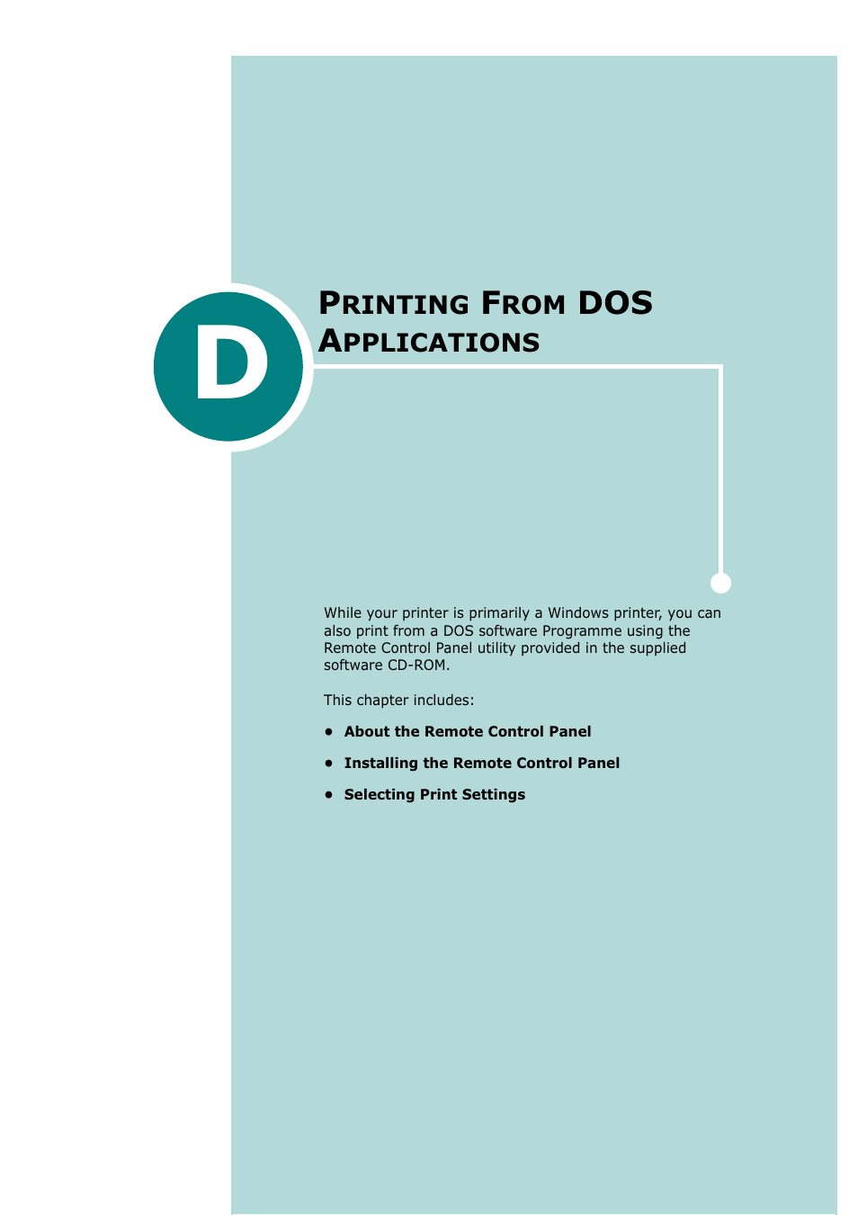 Printing from dos applications, Appendix d, For dos applications. go to appendix | Tally Genicom Tally Mono Laser T9220 User Manual | Page 182 / 231