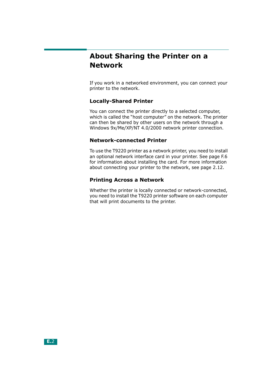 About sharing the printer on a network | Tally Genicom Tally Mono Laser T9220 User Manual | Page 195 / 231