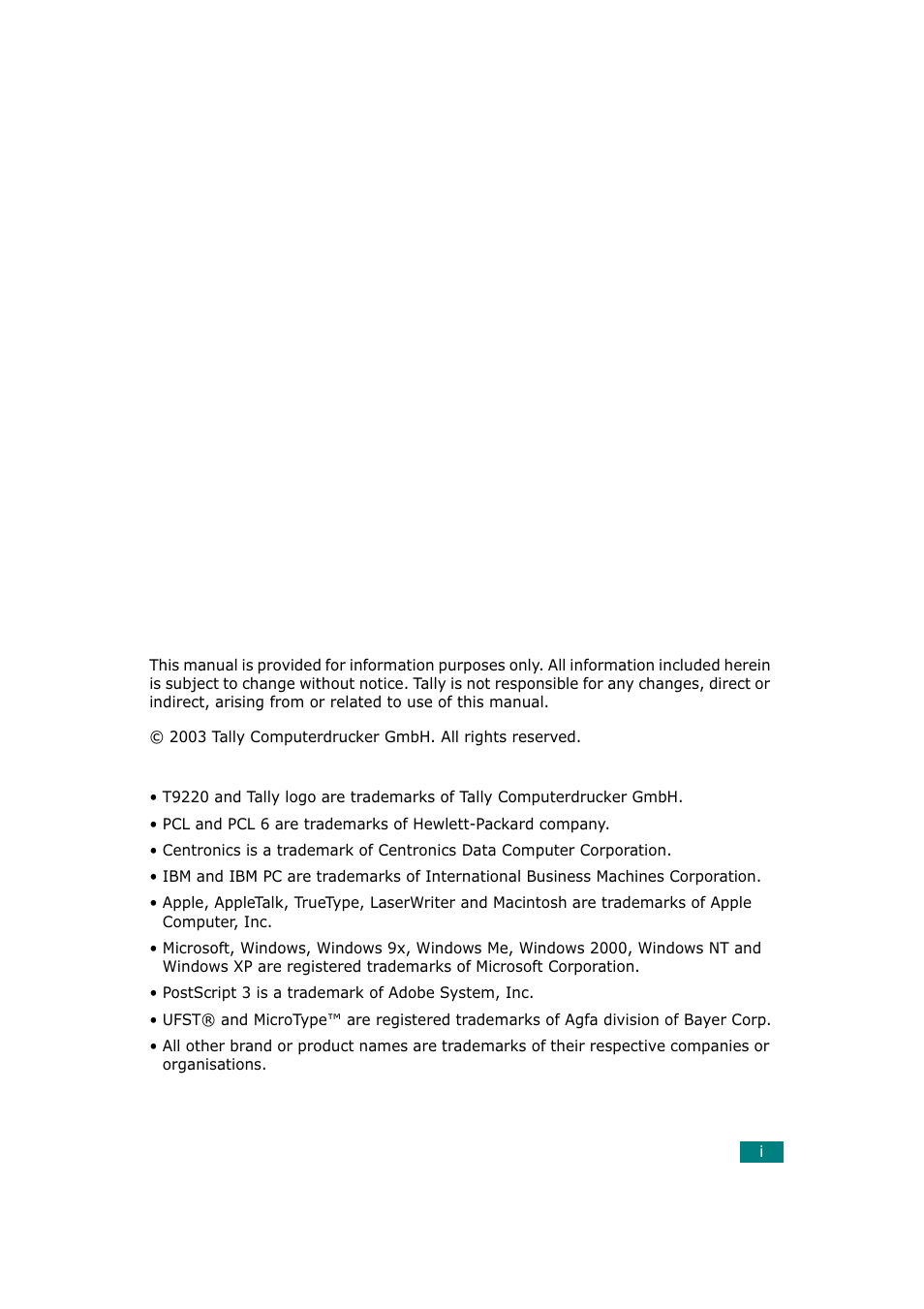 Tally Genicom Tally Mono Laser T9220 User Manual | Page 2 / 231