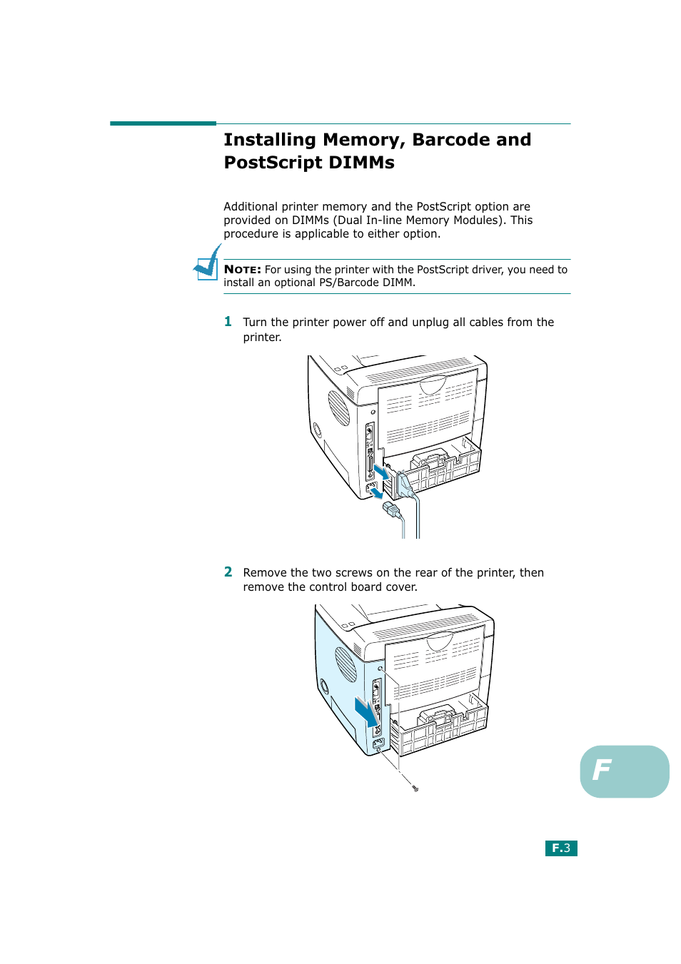 Installing memory, barcode and postscript dimms | Tally Genicom Tally Mono Laser T9220 User Manual | Page 208 / 231